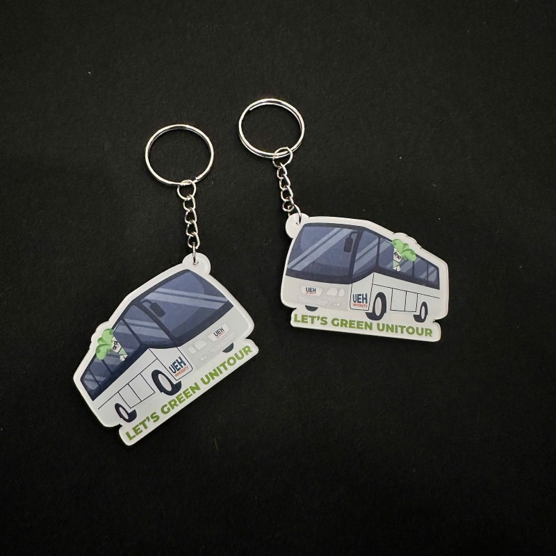 Móc khóa in logo xe bus