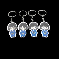 Móc khóa hình nhân vật nữ tóc ngắn, đeo kính