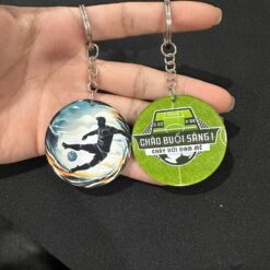 Móc khóa nhựa hình tròn 2 mặt