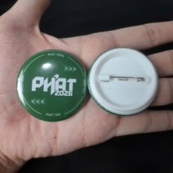 Huy hiệu ghim cài nhựa tròn 2 mặt
