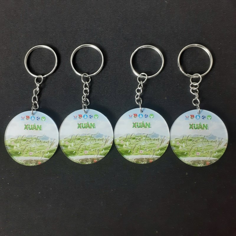 Móc khóa 1 mặt in logo, tên chiến dịch