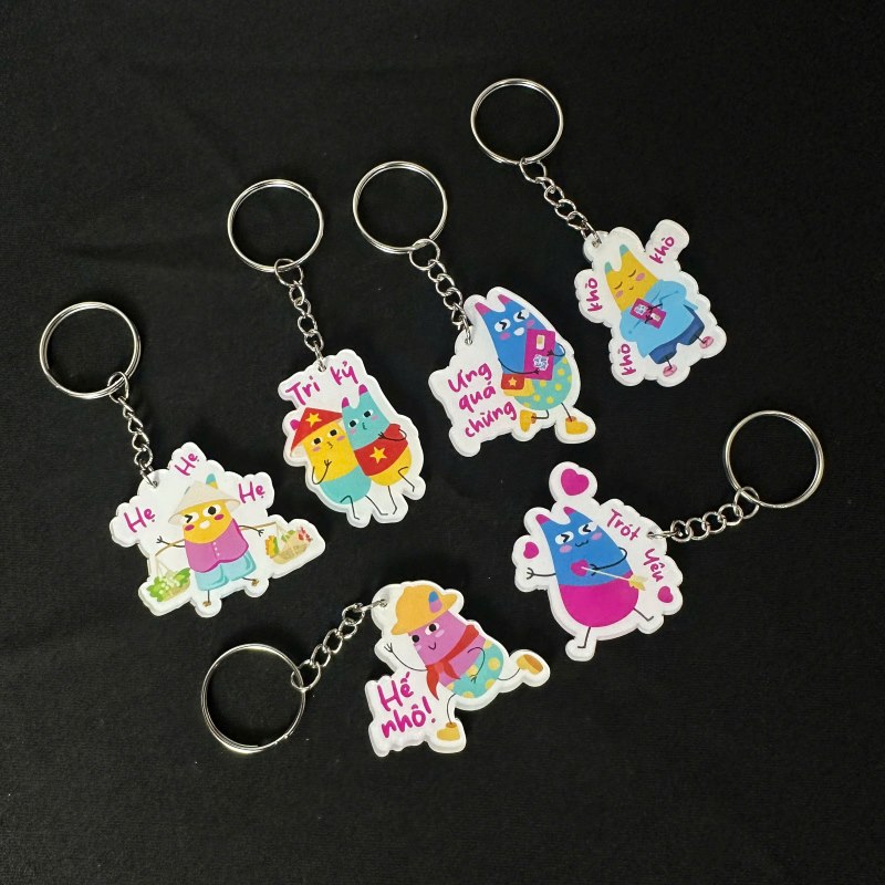 Moc khóa mica hình nhân vật đa dạng biểu cảm