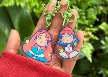 Móc khóa mica đầu móc ngôi sao